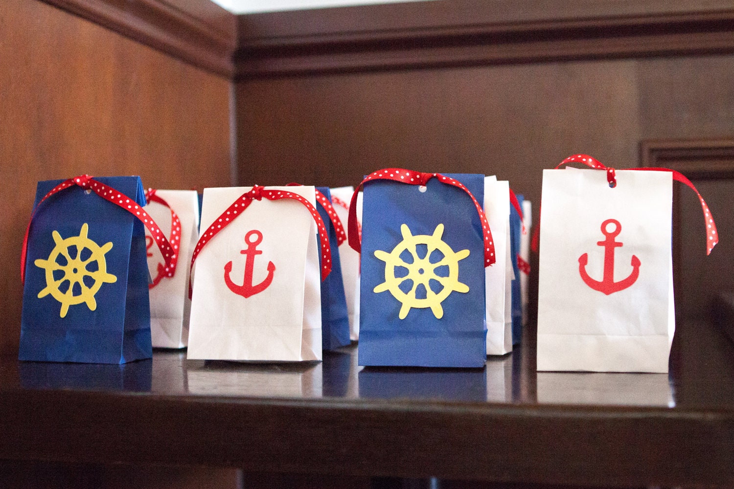 Nautical Gift bags with Thank You Tags set of 10