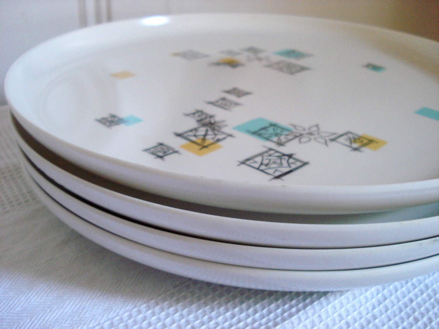 Vintage Melmac Florence Prolon Plates Set of 4 1950s Retro