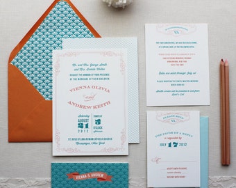 Art Deco Wedding Invitations, Wedding Invitation, 1920's, Classic Retro, Custom Wedding Invitation Suite - Antiquarian Sample