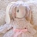 15" hand made bunny doll, white dress