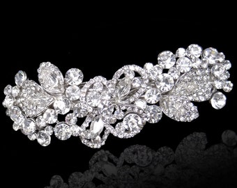 Vintage Inspired Bridal Flower Hair Clip, Clear Swarovski Crystal ...