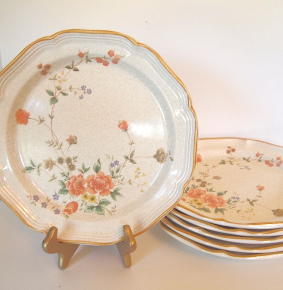 Items similar to Vintage Mikasa Stoneware Garden Club Dinner Plates