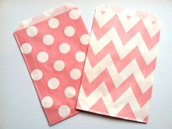 Light Pink Polka Dot Favor Bags, Party Favors, Candy Bags or Party ...