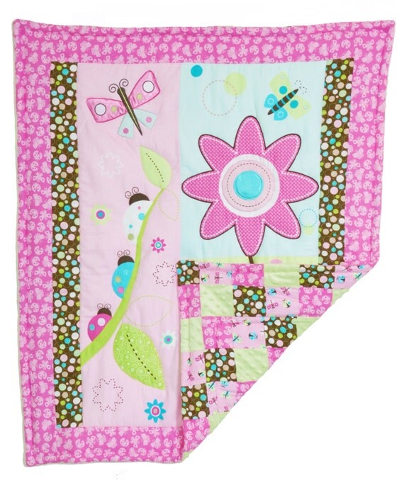 On Sale Baby QuiltPatchwork Blanket Lady Bug Blanket Pink