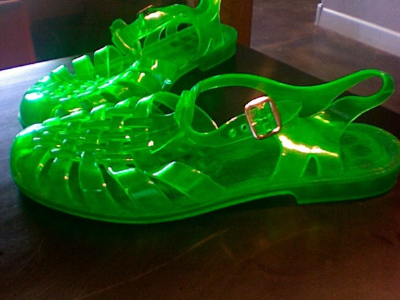 Reserved For Karina Neon Green 1990s Jelly Sandals With 