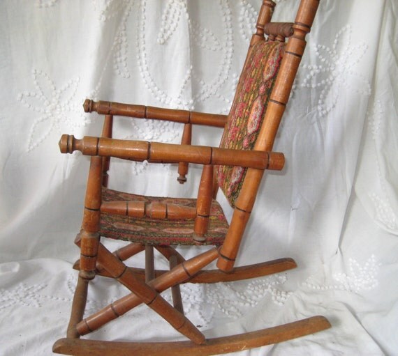 Antique Rocking Chair Childs rocking chair upholstered