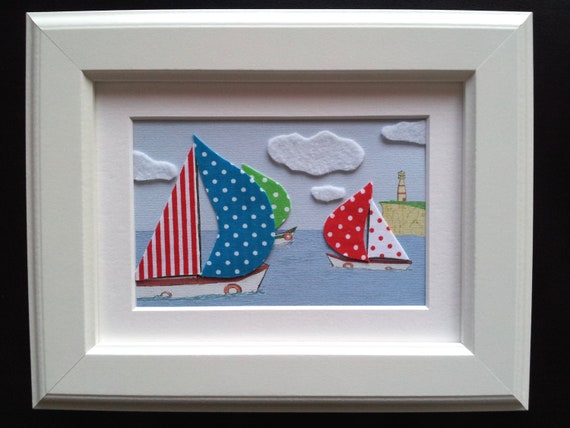 Nursery Art Kids' Room Decor Sailing Boats Framed