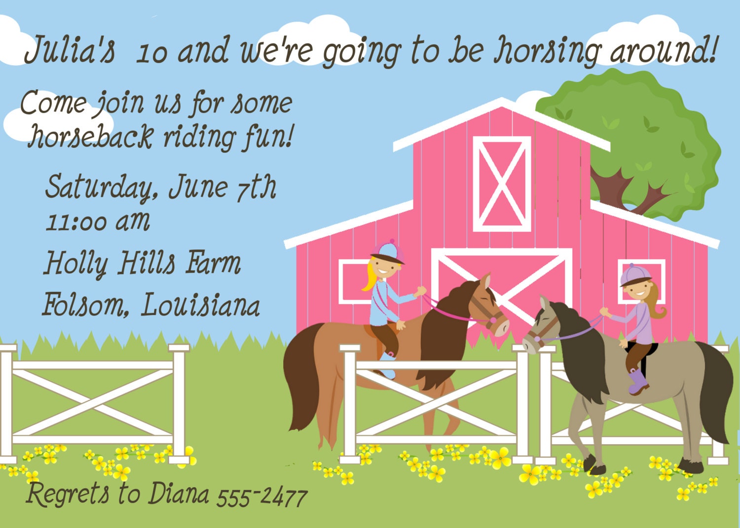 Horseback Riding Birthday Invitations 8