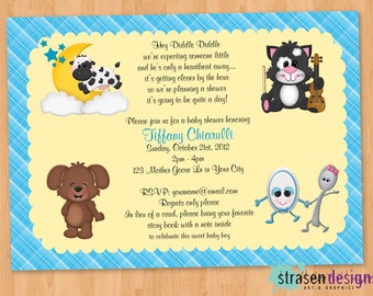 Nursery Rhyme Hey Diddle Diddle Baby Shower Invitation Printable