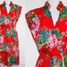 Vintage 70's Red Peacock Dress Sz.M