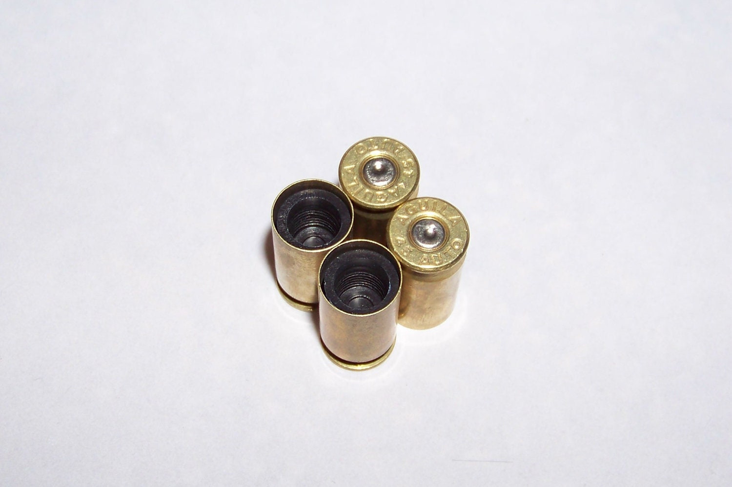 Bullet Valve Stem Caps 4 Brass .45 Caliber ACP Recycled