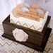 Recipe Box, Dividers and Cards - Gray and Tan Chevron, Zig Zag, Dark Charcaol Gray Box