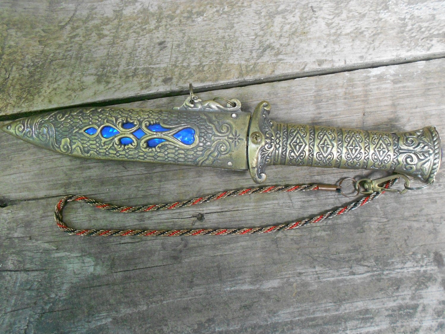 Blue Jeweled Ceremonial Dagger Jeweled Knife Ornate