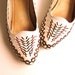 Vintage Leather Shoes Flats For Women Size 6.5 Woven Red White Blue Green Tribal Ethnic Style Circa 1980s