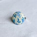 Blue & Cream Floral Fabric Covered Button Ring