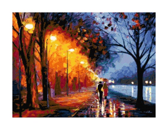 Couple Walking in the Rain Fine Art PDF by BellaStitcheryDesign