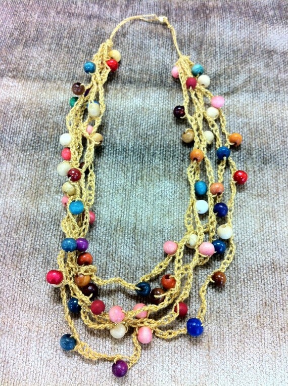 Items similar to Crochet Gold Thread Necklace on Etsy