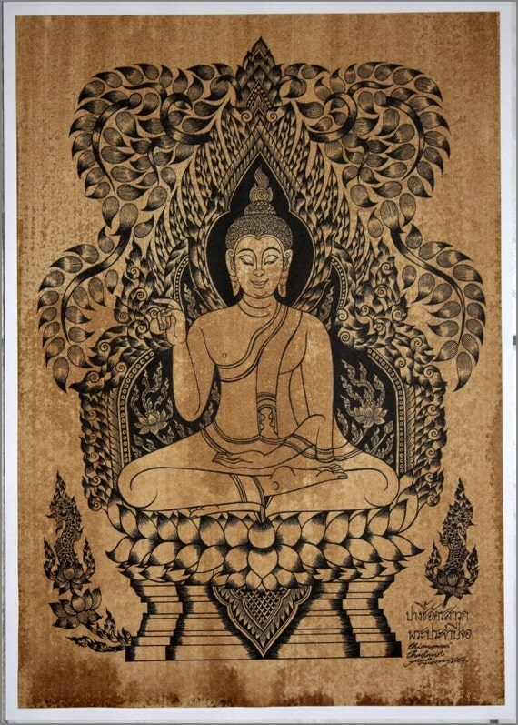 thai traditional art of buddha by printing on sepia paper thai traditional art of buddha by printing on sepia paper