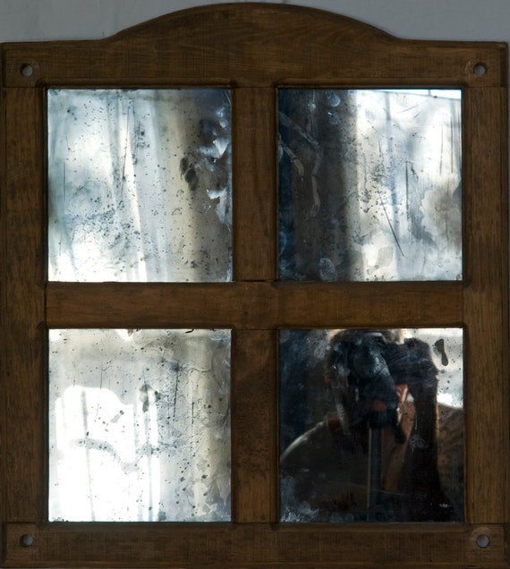 Rustic Mirror Distressed Hand Silvered Glass Mirror Salvaged