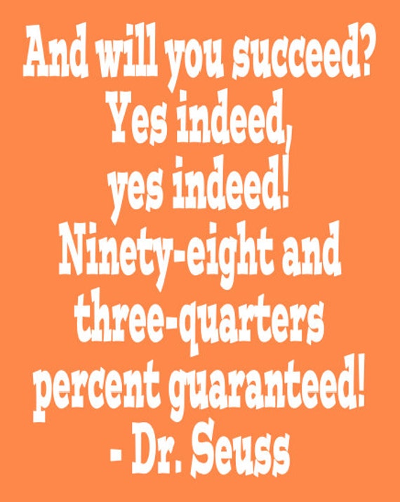 Items similar to And Will You Succeed Yes Indeed: Kid's Wall Art - Dr ...