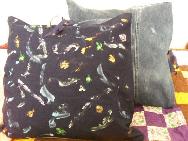 Decorative Throw Pillow cover Blue Jean fabric decorated