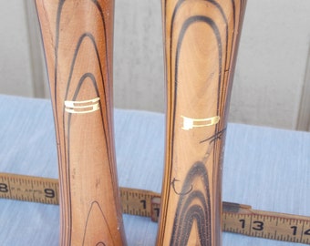 Vintage Tall Hardwood Salt and Pepper Shakers