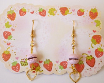 Kawaii Macaron Earrings - Sweet Lolita, Hime, Gyaru, Harajuku Fashion, Decora, Polymer Clay Earrings