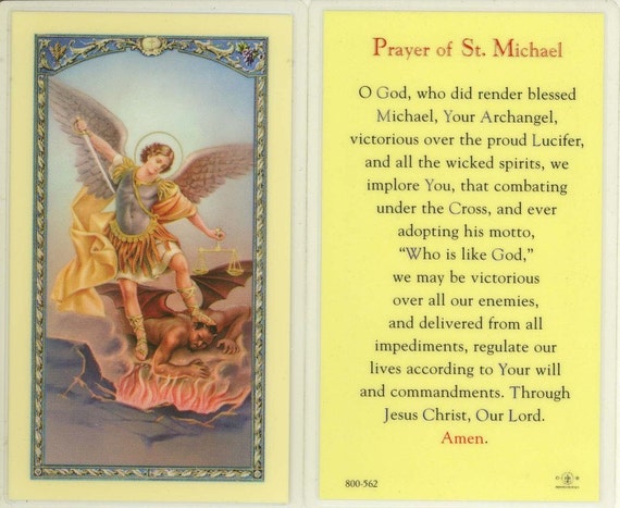 Saint Michael Prayer Card Saint card Prayer Card Religious