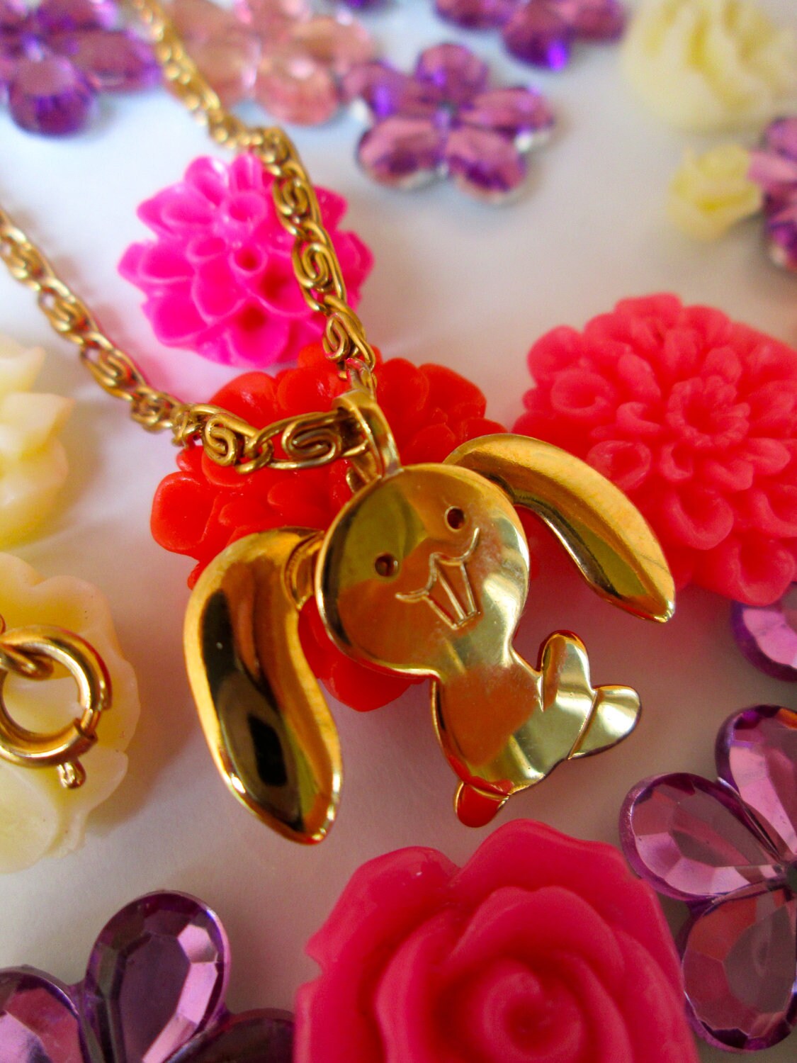 Avon Bunny Necklace Child Necklace Kids Vintage Jewelry