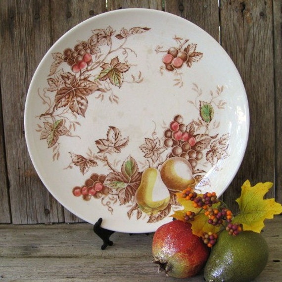 Vintage Platter Nasco China Fruit Arbor Chop Plate Fruit
