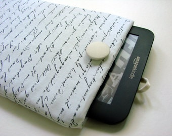 Kindle cover, Kindle case, Kindle Paperwhite, Kindle Sleeve, padded sleeve, 7 in tablet case, french script, vintage letter, Nexus 7 cover