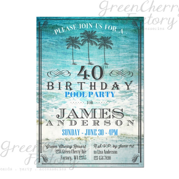 party decorations male for Birthday Invitation similar Pool Items Party Adult to