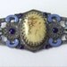 Vintage Art Noveau Cameo Brooch with Blue Enamel