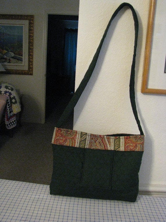 green quilted shoulder bag