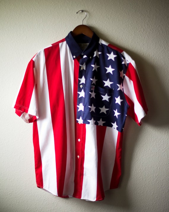American Flag Button-up Mens Shirt MADE IN AMERICA by Ballantines
