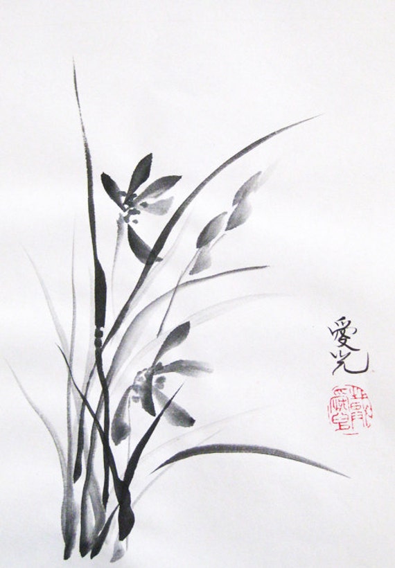 Zen orchid - original sumi-e