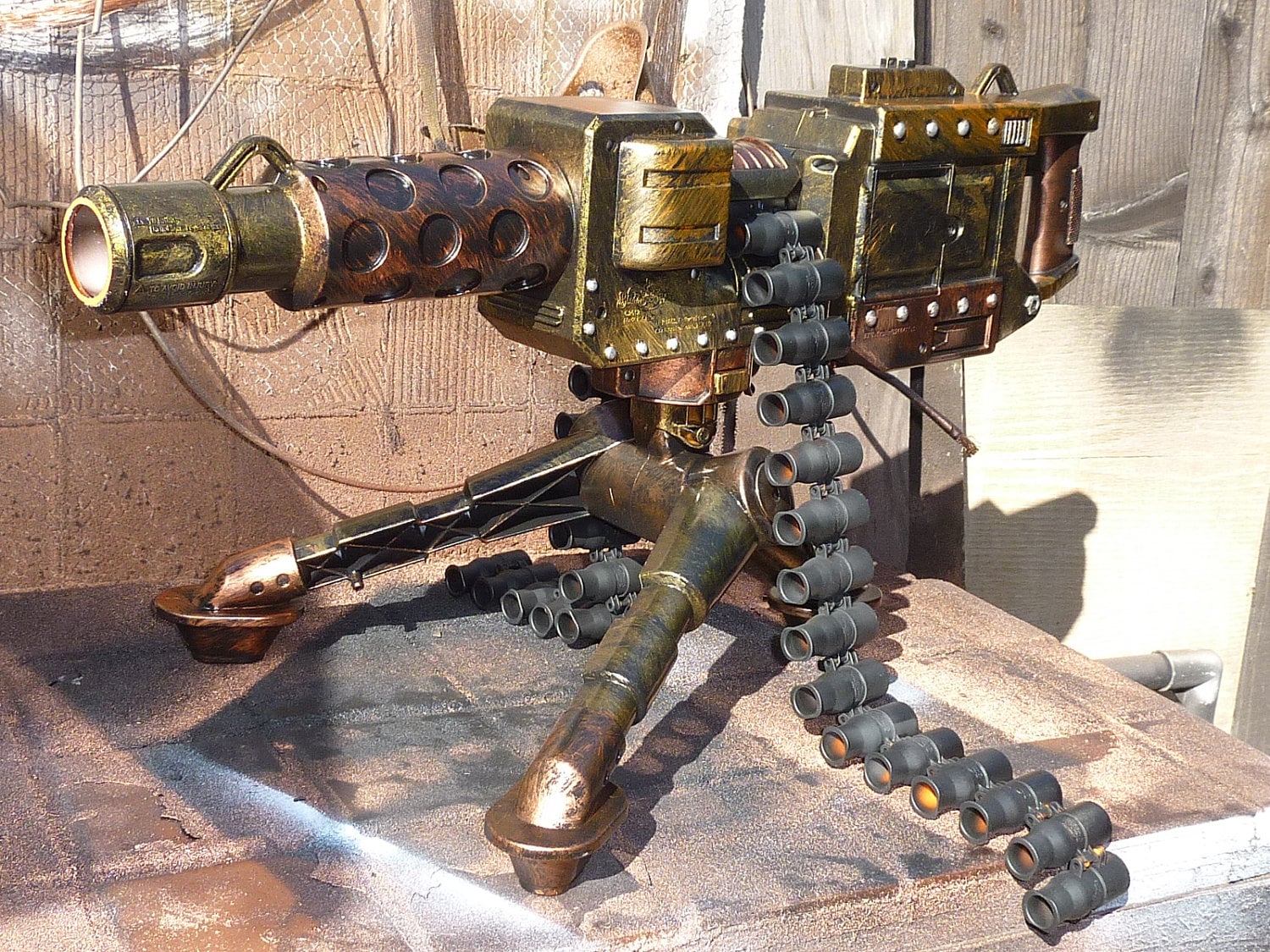 Fully Automatic Steampunk Nerf Type Machine Gun Wtri Pod Dart