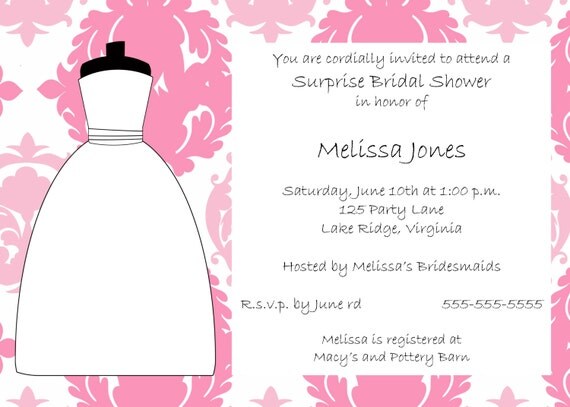 Printable Wedding Dress Bridal Shower Invitation Il_570xn