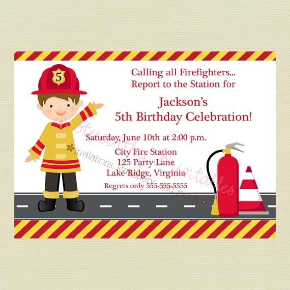 Printable Firefighter Birthday Invitation Il_570xn