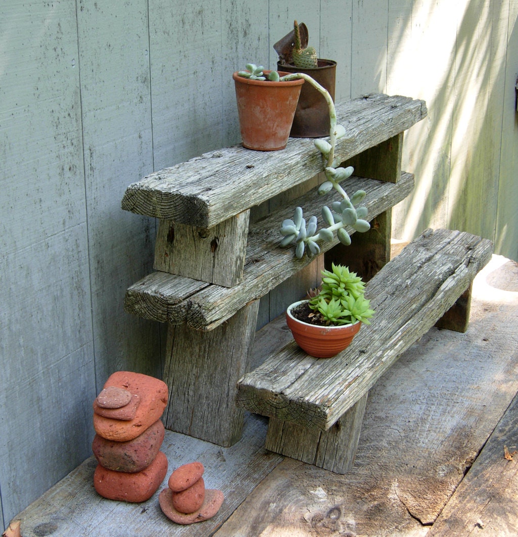 Reclaimed Driftwood Plant Stands Handcrafted Wooden Tables