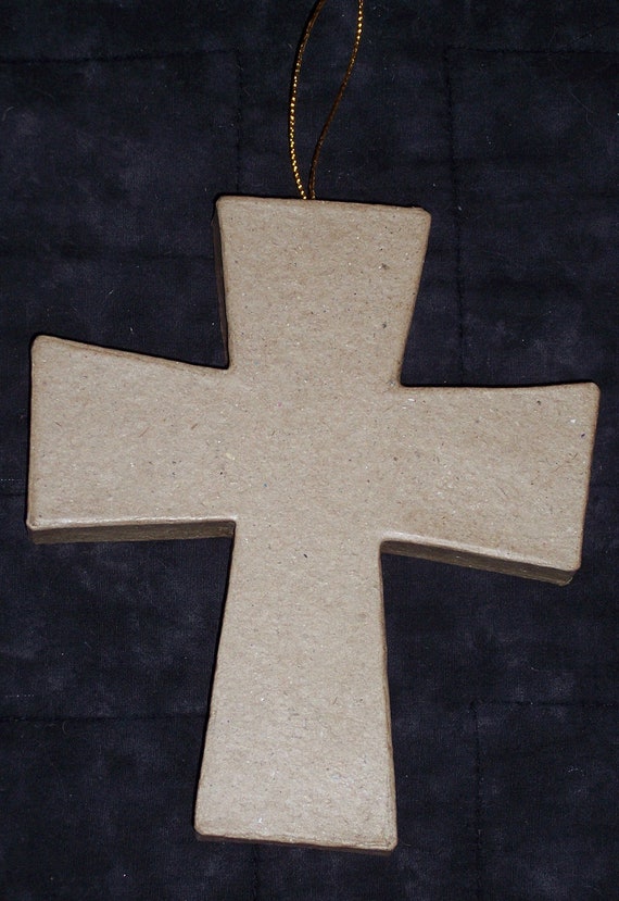 paper mache ornamentlarge cross w square edgesready to