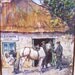Original Pastel Painting by Leslie Cope "An Old World Blacksmith Shop" Original Frame 1977