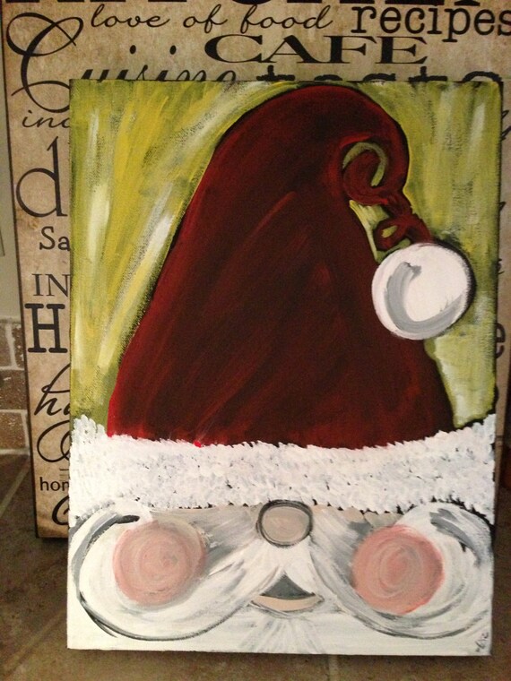 Hand painted Santa Claus canvas by AddieReeseDesigns on Etsy