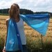 Aqua Blue Cotton Scarf with white Butterfly Applique, Shades of Blue Scarf,