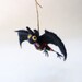 Reserved for Karen :) SALE 20% Black Bat With A Purple Tie - Halloween Decoration - Needle Felted.