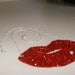 Red glitter lip jewel felt necklace