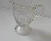 vintage crystal glass pedestal pitcher
