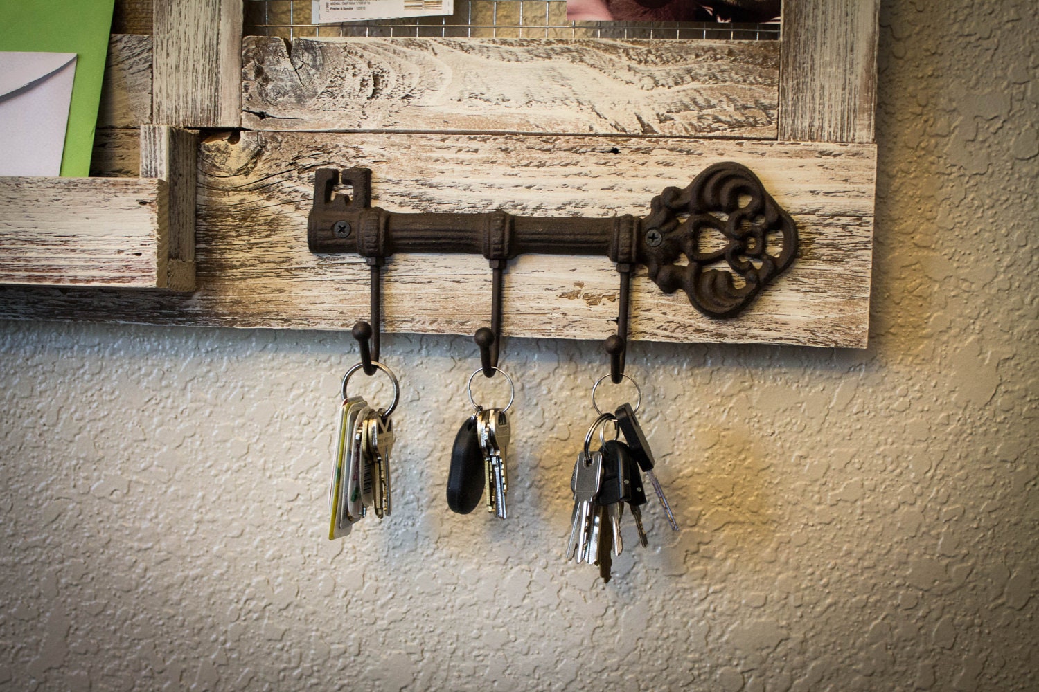 Message Center with Marker Board Key Hooks Mail Slot and