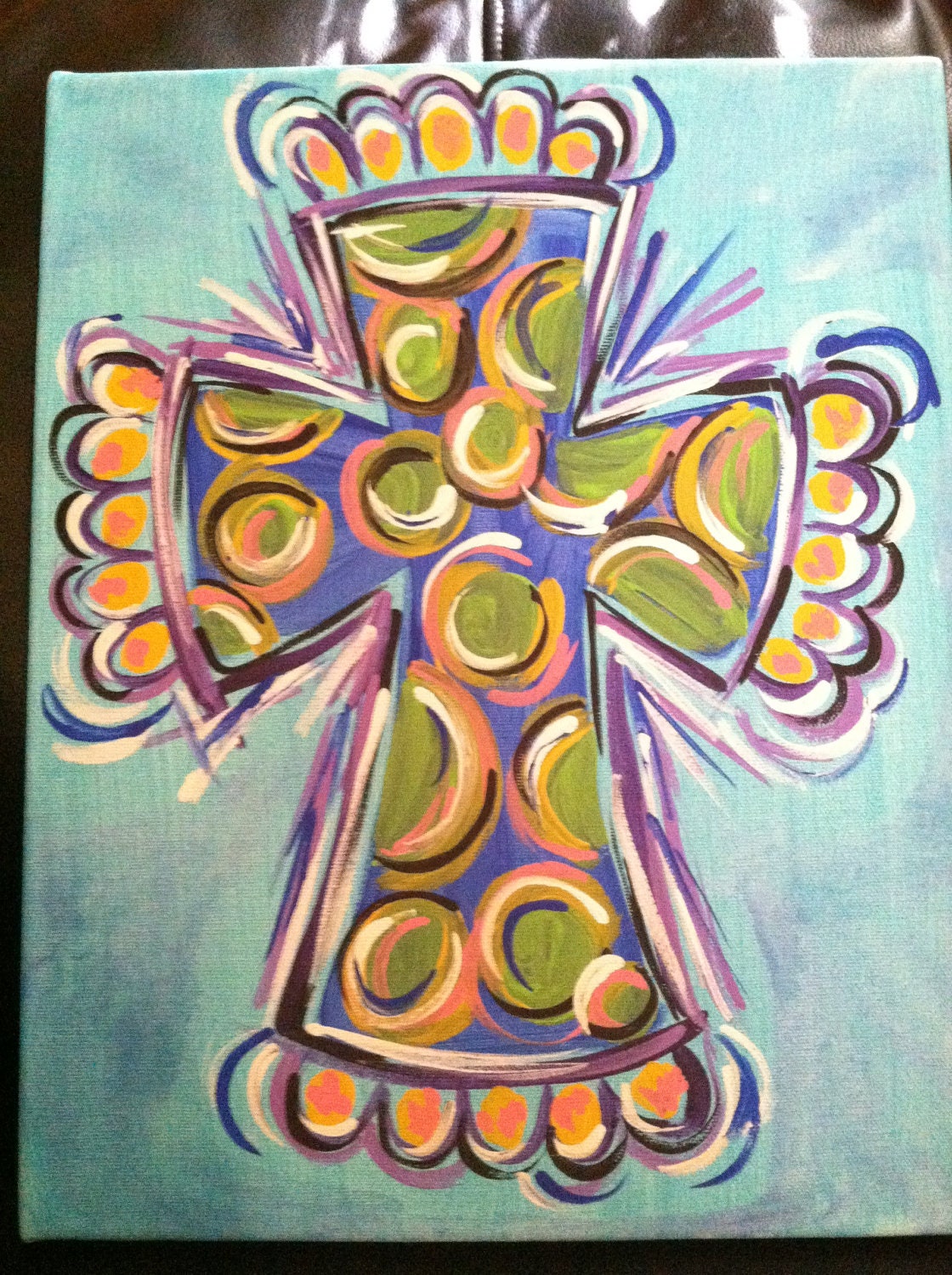 Colored Cross Painted Canvas