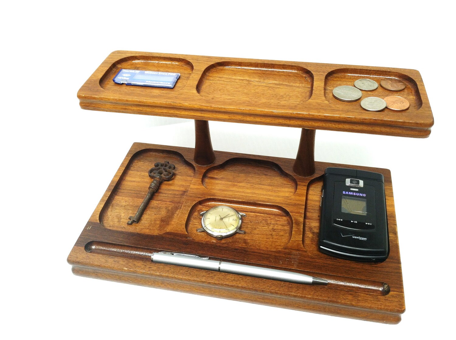 Men's Valet Organizer Two Tiers Nice Vintage Condition